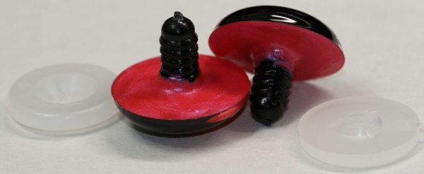 1 Paar Sicherheitsaugen 28 mm rotblau metallic Schielaugen