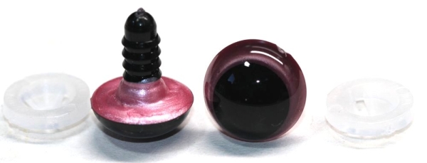 1 Paar Sicherheitsaugen 14 mm rosa metallic Schielaugen