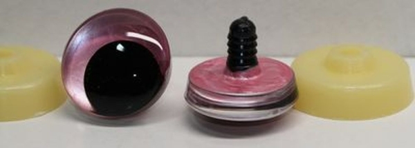 1 Paar Sicherheitsaugen trapezoid 30 mm rosa metallic Schielaugen
