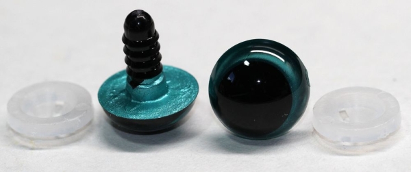 1 Paar Sicherheitsaugen 14 mm türkisgrün metallic Schielaugen
