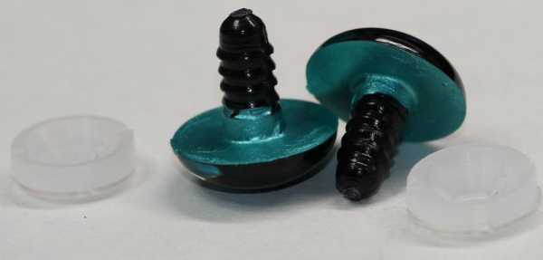 1 Paar Sicherheitsaugen 20 mm türkisgrün metallic Schielaugen