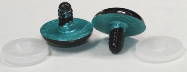 1 Paar Sicherheitsaugen 28 mm türkisgrün metallic Schielaugen