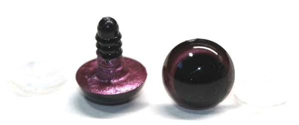 1 Paar Sicherheitsaugen 14 mm weinrot metallic Schielaugen