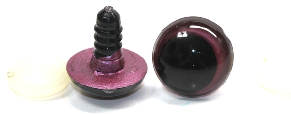 1 Paar Sicherheitsaugen 18 mm weinrot metallic Schielaugen