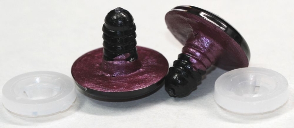 1 Paar Sicherheitsaugen 23 mm weinrot metallic Schielaugen