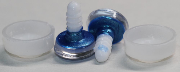 1 Paar Sicherheitsaugen trapezoid 14 mm blau metallic weiße Pupille Schielaugen
