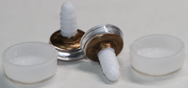 Sicherheitsaugen trapezoid 14 mm braun metallic weiße Pupille Schielaugen 4