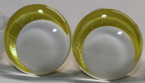 1 Paar Sicherheitsaugen trapezoid 14 mm gelb metallic weiße Pupille Schielaugen