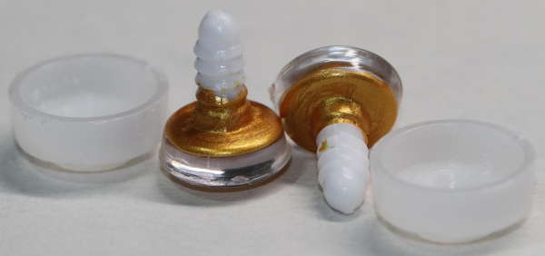 1 Paar Sicherheitsaugen trapezoid 14 mm gold metallic weiße Pupille Schielaugen