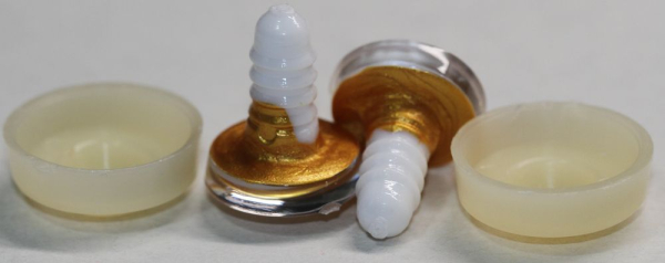 1 Paar Sicherheitsaugen trapezoid 16 mm gold metallic weiße Pupille Schielaugen