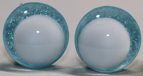 1 Paar Sicherheitsaugen trapezoid 16 mm hellblau metallic weiße Pupille Schielaugen