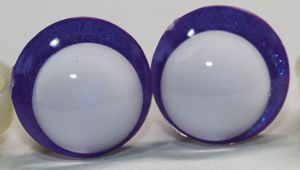 1 Paar Sicherheitsaugen trapezoid 16 mm purpur metallic weiße Pupille Schielaugen