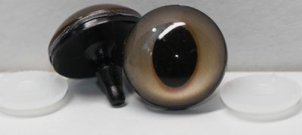 Sonderangebot: 1 Paar Sicherheitsaugen 22 mm ovale Pupillen aubergine schimmernd verschiedenfarbige Iris