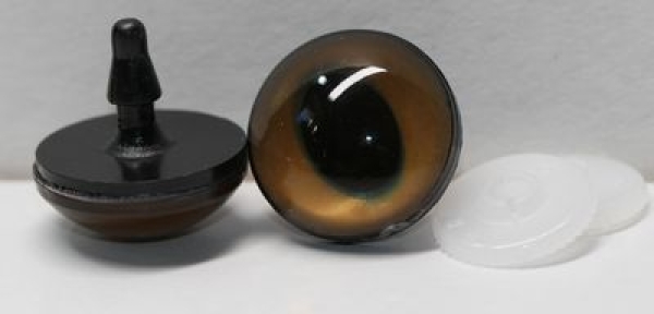 Sonderangebot: 1 Paar Sicherheitsaugen 22 mm ovale Pupillen braun schimmernd verschiedenfarbige Iris