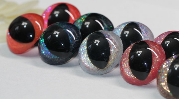 Sonderangebot: 5 Paar Sicherheitsaugen Katze Drache 30 mm Glitter