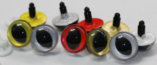 Sonderangebot: 5 Paar Sicherheitsaugen Katze Drache Größe 18 mm metallic