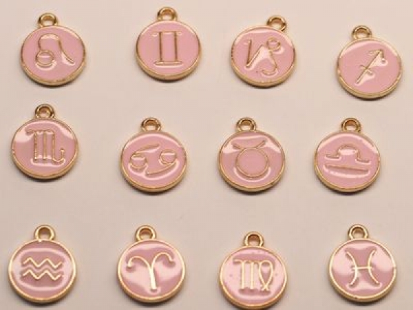 1 Anhänger Sternzeichen Tierkreiszeichen aus Metall rosa gold ca. 11 mm
