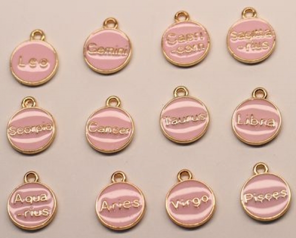 1 Anhänger Sternzeichen Tierkreiszeichen aus Metall rosa gold ca. 11 mm