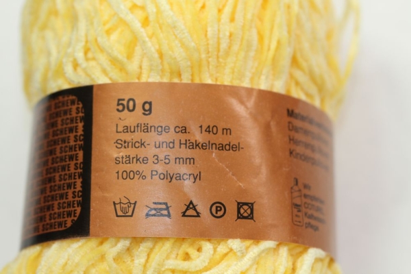 Wolle Schewe Chenille 50 g 100 % Polyacryl Farbe gelb