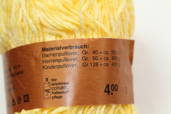 Wolle Schewe Chenille 50 g 100 % Polyacryl Farbe gelb
