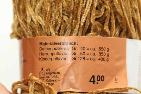Wolle Schewe Chenille 50 g 100 % Polyacryl Farbe hellbraun
