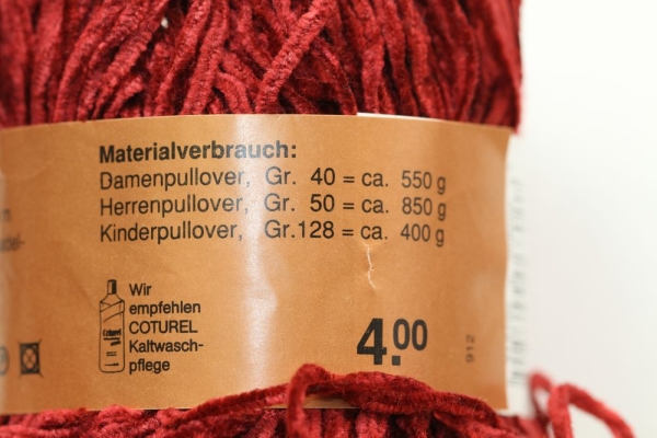 Wolle Schewe Chenille 50 g 100 % Polyacryl Farbe weinrot