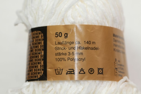 Wolle Schewe Chenille 50 g 100 % Polyacryl Farbe weiß