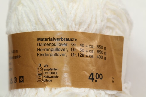 Wolle Schewe Chenille 50 g 100 % Polyacryl Farbe weiß