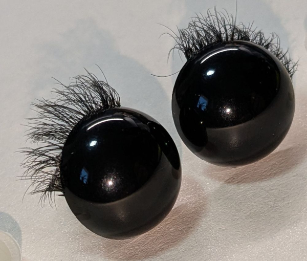 1 Paar Sicherheitsaugen 18 mm Teddy schwarz durchgefärbt mit Wimpern