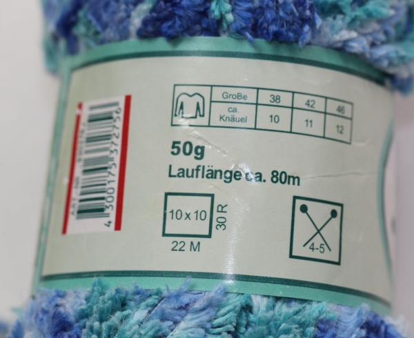 Wolle Stella Chenille 50 g 100 % Polyester blau-türkis