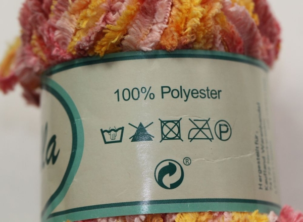 Wolle Stella Chenille 50 g 100 % Polyester gelb-rosa