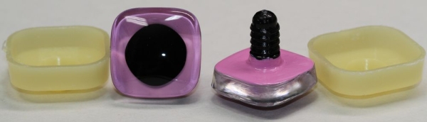 1 Paar Sicherheitsaugen trapezoid rosa 24 mm quadratisch
