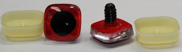 1 Paar Sicherheitsaugen trapezoid rot 24 mm quadratisch