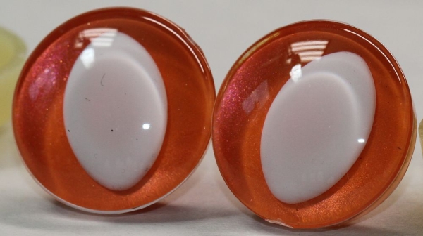 1 Paar Sicherheitsaugen trapezoid orange metallic 25 mm Katze Drache weiße Pupille