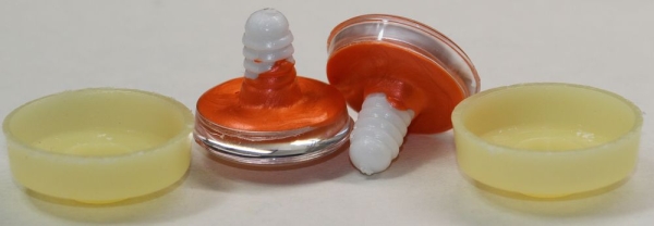 1 Paar Sicherheitsaugen trapezoid orange metallic 25 mm Katze Drache weiße Pupille