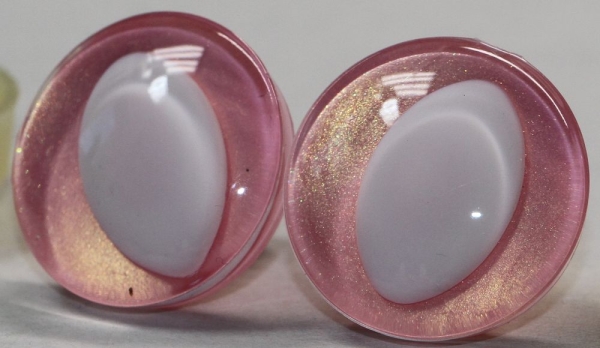 1 Paar Sicherheitsaugen trapezoid rosegold metallic 25 mm Katze Drache weiße Pupille