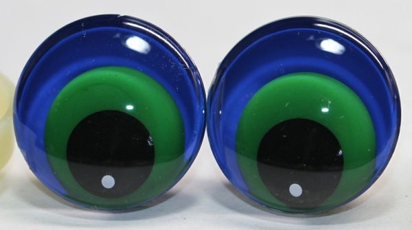 1 Paar Sicherheitsaugen trapezoid 25 mm Froschaugen-Pupille dunkelblau