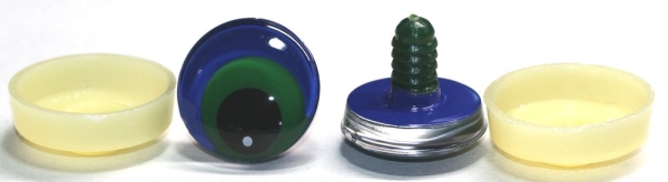 1 Paar Sicherheitsaugen trapezoid 25 mm Froschaugen-Pupille dunkelblau