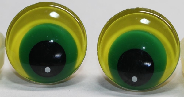 1 Paar Sicherheitsaugen trapezoid 25 mm Froschaugen-Pupille gelb
