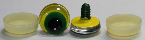 1 Paar Sicherheitsaugen trapezoid 25 mm Froschaugen-Pupille gelb
