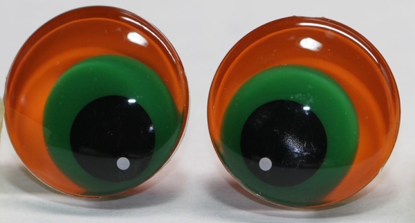 1 Paar Sicherheitsaugen trapezoid 25 mm Froschaugen-Pupille orange