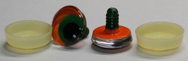 1 Paar Sicherheitsaugen trapezoid 25 mm Froschaugen-Pupille orange