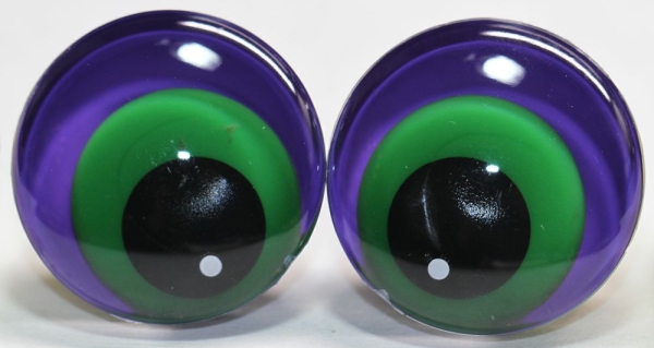 1 Paar Sicherheitsaugen trapezoid 25 mm Froschaugen-Pupille violett