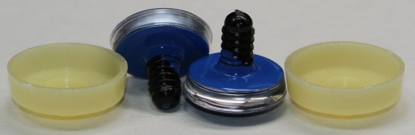 1 Paar Sicherheitsaugen trapezoid 25 mm blau herzförmige Pupille schwarz