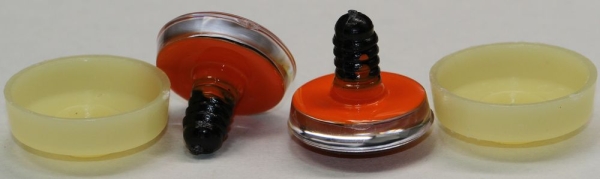 1 Paar Sicherheitsaugen trapezoid 25 mm orange herzförmige Pupille schwarz