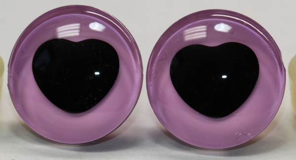 1 Paar Sicherheitsaugen trapezoid 25 mm rosa herzförmige Pupille schwarz