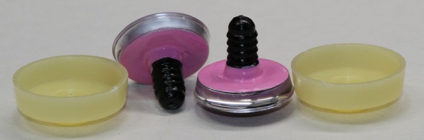 1 Paar Sicherheitsaugen trapezoid 25 mm rosa herzförmige Pupille schwarz