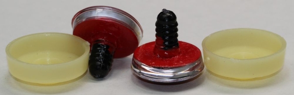 1 Paar Sicherheitsaugen trapezoid 25 mm rot herzförmige Pupille schwarz