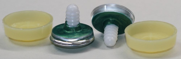 1 Paar Sicherheitsaugen trapezoid 25 mm emerald grün metallic herzförmige Pupille weiß