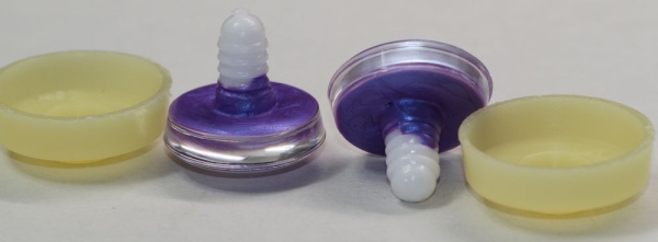 1 Paar Sicherheitsaugen trapezoid 25 mm violett metallic herzförmige Pupille weiß